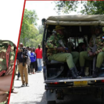 Police Officer Sammy Ondimu Ngare and next frame shows police officers in a car.