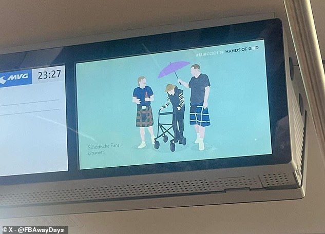 Supporters have since noticed an artist's rendition of the heartwarming event immortalised on trains in Germany