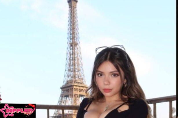 Katiana Kay before Eiffel Tower in Paris